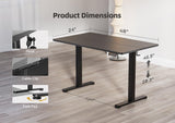 YDN Electric Standing Desk Adjustable Height, 48 x 24 Inches Stand up Desk with Cable Management, Home Office Desks with Splice Board & Black Frame, Black Top YDN
