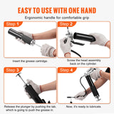 VEVOR Grease Gun, 6000 PSI Heavy Duty Pistol Grip Grease Gun, Grease Gun Kit with 14 oz Load, 17.72 Inch Flexible Hose, 1 Flat Couplers, 1 Pointed Coupler, and 1 Bent Metal Pipe VEVOR
