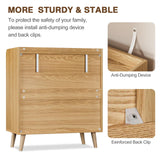 Knowlife 3 Drawer Rattan Dresser for Bedroom, Chest of Drawer, 3 Drawer Dresser, Modern Wood Dresser with Natural Rattan Drawer for Entryway, Living Room, Closet Knowlife