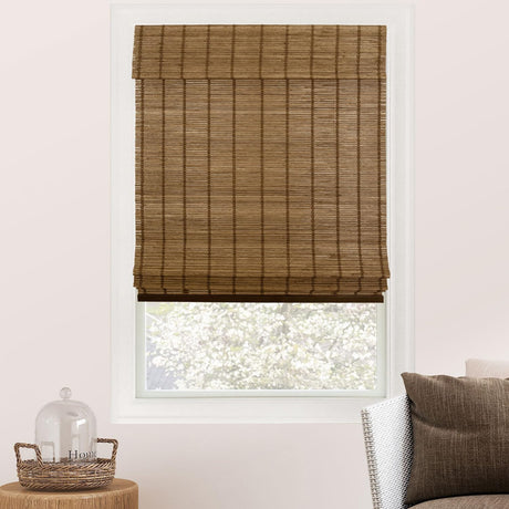 CHICOLOGY Bamboo Roman Shades - Designer Eco-Friendly Light Filtering Window Blinds, Ideal for Home & Patio, Premium Quality, Elk Brown, 34"W X 64"H CHICOLOGY