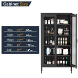 COFaR Metal Mesh Cabinet with 2 Mesh Doors and Adjustable Shelves, Versatile Storage for Kitchen, Laundry Room, Living Room, Office, Curio Display (72" Black) COFaR