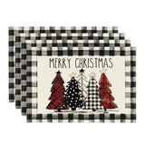 Artoid Mode Waterclor Buffalo Plaid Christmas Trees Placemats Set of 4, 12x18 Inch Winter Table Mats for Outdoor Home Party Kitchen Dining Decor Artoid Mode