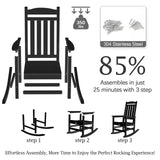 TenKa HDPE Patio Oversized Rocking Chair Set of 2, Outdoor Rocking Chair for Adults, All Weather Resistant Porch Rocker for Lawn Garden TenKa