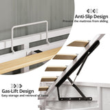 LIKIMIO Platform Queen Size Bed Frame, Farmhouse Bed Frames with Lift Up Storage, Wooden Slats, Sturdy and No Noise, Easy Assembly, White LIKIMIO