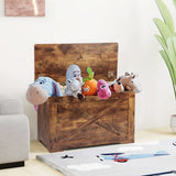 Timberer Storage Chest, Wooden Storage Bench, Entryway Shoes Bench with 2 Safety Hinges, Retro Storage Trunk for Living Room, Bedroom, 15.7 x 31.5 x 18.9 Inches, Rustic Brown Timberer