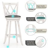 Callales 29" Swivel Bar Stools Set of 2, Swivel Counter Height Stools with Back & Solid Wood Footrest, Wooden Barstools for Kitchen Island, Home Bar, Antique White (Antique White, 29" Bar Height) Callales