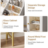 AOGLLATI Makeup Vanity with Lights in 3 Colors, Vanity Desk with Mirror and Lights, White Vanity Table with Charging Station, Makeup Desk with Unique Separation Design AOGLLATI