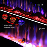 Valuxhome 72in Smart App Electric Fireplace,Recessed & Wall-Mount, Logset & Crystal,Decoration,Remote Control, 750/1500W,Black,Overheating Protection,62-86°F,Hard-Wire Valuxhome