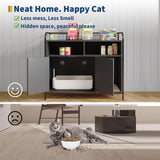 GarveeHome Cat Litter Box Enclosure with Metal Frame and Dual Storage Shelves, Modern Hidden Litter Box Furniture Indoor Cat House, Side Table Style Black GarveeHome