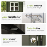 Vanacc 12x10.3x8.1 FT Galvanized Steel Outdoor Storage Shed with a Lockable Hinged Door and 2 Windows, Metal shed for Garden, Backyard, Dark Grey/White VanAcc