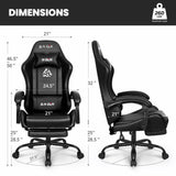 N-GEN GAMING Video Gaming Chair with Footrest High Back Ergonomic Comfortable Office Computer Desk with Lumbar Support Height Adjustable with PU Leather Recliner for Adults Women Men (Black) N-GEN GAMING