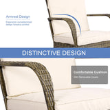 BALDPER 3 Pieces Patio Conversation Set, Outdoor Rocking Chairs, Wicker Bistro Set, Outdoor Furniture Set with Porch Chairs and Coffee Table for Deck Garden Poolside, Beige BALDPER