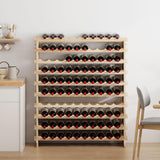 sogesfurniture Floor Wine Racks, Stackable Modular Wine Rack Large Wine Storage Rack Free Standing Solid Natural Wood Wine Holder Display Shelves, (Natural, 10 X 10 Rows (100 Slots)), BHUS-BY-WS100 sogesfurniture