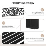 VINGLI Outdoor Bench for Patio Metal Garden Bench w/PVC Back Pattern, Black Park Benches Front Porch Benches for Yard Lawn Decor Deck Entryway (Floral) VINGLI