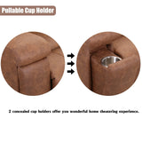 CANMOV Leather Recliner Chair, Classic and Traditional Manual Recliner Chair with Overstuffed Arms and Back, Manual Single Sofa with Concealed Cup Holders, Brown CANMOV