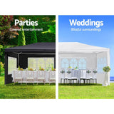 10'X30' White Party Tent, Large Outdoor Canopy Gazebo with 8 Removable Sidewalls for Weddings, Backyard Events & Commercial Use, Black PeakPursuit