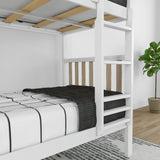 Max & Lily Bunk Bed, Scandinavian Modern Bunk Bed, Solid Wood Twin-Over-Twin Bed Frame for Kids, No Box Spring Needed, Blonde/White Max & Lily