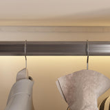 Homsee 5-Tier LED Bookshelf with Glass Doors and Hanging Bar, White Storage Cabinet Homsee