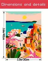 AREOPNMG Cityscape Paint by Numbers Kit for Adults Beginner DIY Sunset Landscape Painting by Numbers Kits,with 3 Brushes and Acrylic Paint(Without Frame), Home Wall Decor 12 x 16 in AREOPNMG