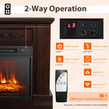COSTWAY 32-inch Electric Fireplace with Mantel, 1400W Freestanding Fireplace Heater with Remote Control, Thermostat, 6H Timer, Adjustable 3D Flame Effect, Fireplace Mantel for Living Room, Brown COSTWAY