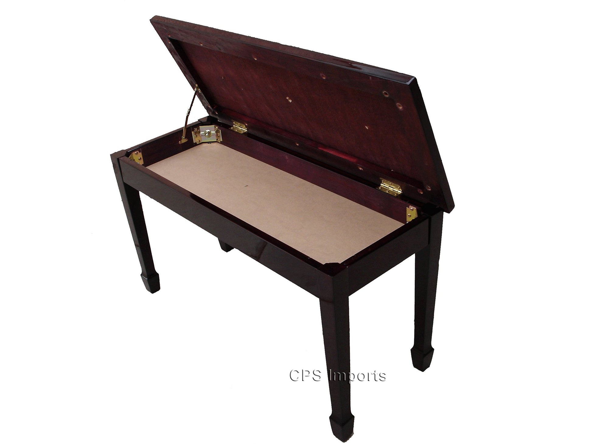 CPS Imports Mahogany Wood Top Grand Piano Bench Stool with Music Storage - WoodArtSupply