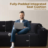 POUUIN 104" L-Shape Modular Sectional Sofa Couch - Comfy Upholstered Cloud Couch for Living Room - Modern Minimalist Couch,Deep Seat,No Assembly Required (Black,Plush Corduroy, Left Facing Chaise) POUUIN