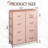 WLIVE Fabric Dresser for Bedroom, Tall Dresser with 8 Drawers, Storage Tower with Fabric Bins, Double Dresser, Chest of Drawers for Closet, Playroom, Dormitory, Pink and Rose Gold WLIVE