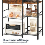 HOOBRO Coffee Bar Cabinet, Farmhouse Coffee Stand Station, 6 Tiers Kitchen Station Table with Drawer, Kitchen Bar Table for Small Space, Buffet Sideboard Cabinet with Storage, Rustic Brown BF77KF01 HOOBRO