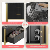 Bestier TV Stand for 75/80/85/90 Inch TV, LED Gaming Entertainment Center, Modern TV Cabinet with Glass Shelves for Living Room, 2 Storage Drawers & Cabinets for Bedroom, Black Glossy Bestier