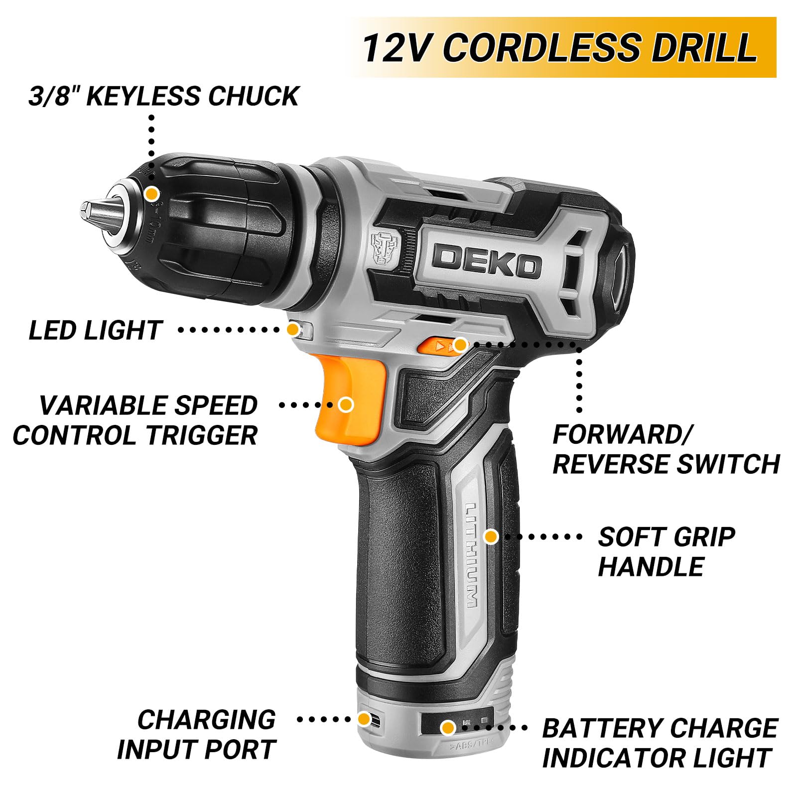 Tool Kit Box Drill Set：DEKOPRO Home Mechanic Toolbox with 12V Power Cordless Drill Hand Repair Tools Sets Combo Kits Storage Organizer Drawer Case for Men - WoodArtSupply