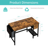 Lufeiya Computer Desk with Drawers - 40 Inch Work Small Desk for Bedroom Home Office, Simple Study Writing Table PC Desks with Drawer Storage Shelves, Rustic Brown Lufeiya