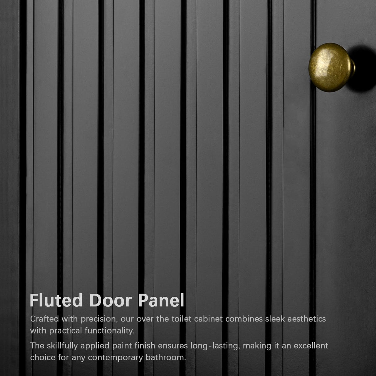 Baztin Over The Toilet Storage Cabinet, Over The Toilet Storage with Fluted Door Over The Toilet Cabinet with Adjustable Shelf Above The Toilet Storage Cabinet for Bathroom Organizer, Black Baztin