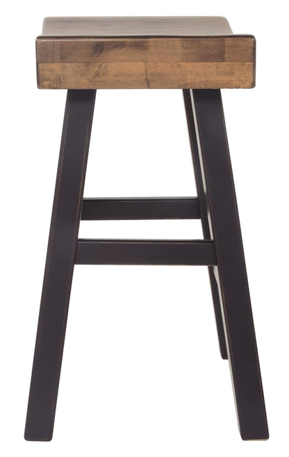 Signature Design by Ashley Glosco Farmhouse 25.5" Counter Height Saddle Barstool, Set of 2, Two-Tone Brown - WoodArtSupply