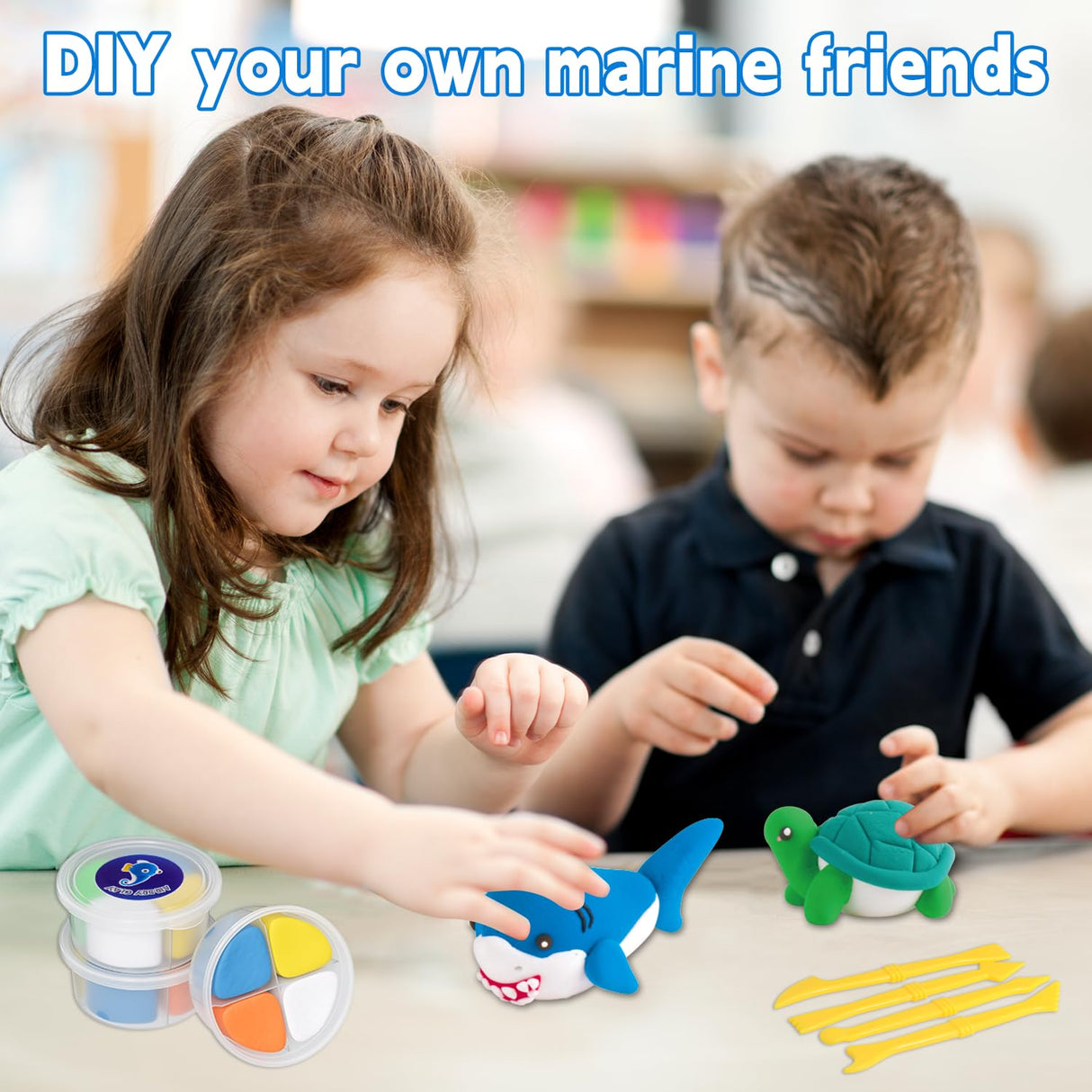 Air Dry Clay Kits - Modeling Clay for Kids,Ultra Light & Soft,Safe & Non-Toxic,DIY Air Dry Clays Kit with Sculpting Tools and Tutorials,DIY Undersea Adventure Gift Toys for Boys Girls,Age 3+ LULEEYANG