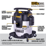 DEWALT 5 Gal Stealthsonic Shop Vacuum Wet and Dry, Ultra-Quiet Stainless Steel Shop Vac, 4 HP Heavy-Duty Vacuum Cleaner with Complete Accessory Kit and 6 Dust Bages for Home, Workshop, Garage, Car DEWALT