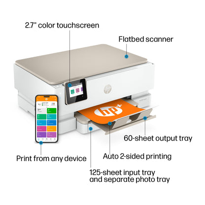 HP ENVY Inspire 7255e Wireless Color Thermal Inkjet Printer, Print, scan, copy, Easy setup,Mobile printing, Best-for-home, Instant Ink with HP+ (3 months included)