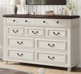 Jocoevol White 9 Drawer Dresser for Bedroom, 54" Wide Farmhouse Large Double Dressers & Chest of Drawers with Vintage Handle, Wooden Dresser TV Stand for Living Room, Hallway, White Jocoevol
