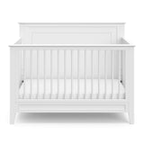 Storkcraft Solstice 5-In-1 Convertible Crib (White) – GREENGUARD Gold Certified, Converts to Toddler Bed and Full-Size Bed, Fits Standard Full-Size Crib Mattress, Adjustable Mattress Support Base storkcraft