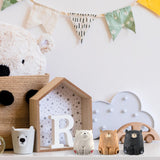 Lineshading 3 Pcs Miniature Bear Statues Funny Wooden Bear Figurines Safari Nursery Decor Woodland Animal Nursery Decor Rustic Wooden Animal Figurines for Nursery Bedroom Playroom Gift, 1.2 x 1.4 Inch Lineshading