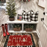 Heirloom Haven Merry Christmas Snowflakes Red Winter Doormat 17 x 29 Inch, Christmas Tree Holiday Decorative Throw Mat Non-Skid Entryway Mat Washable Floor Mats for Bedroom Living Room Kitchen Heirloom Haven