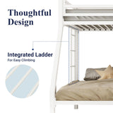 Allewie Metal Bunk Bed Twin Over Full Size for Junior & Adults with Ladder and Heavy Duty Guardrail, Small Space Saving Design for Bedroom Kid Room and Dorm, White Allewie