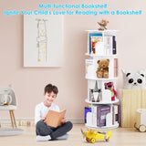 4-Tier 360-Degree Rotating Bookshelf for Kids - Space-Saving Corner Storage Rack in White ABTOR