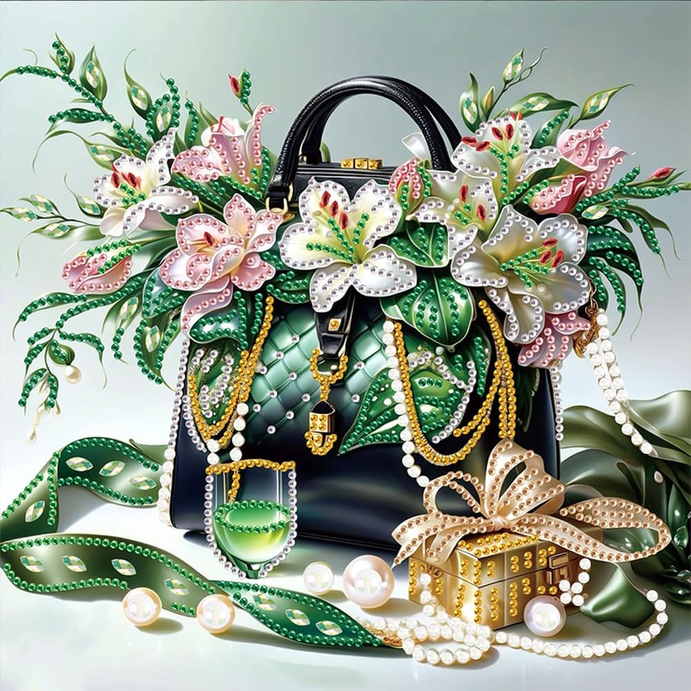 Acudotr Diamond Painting Kits for Adults Handbag, 5D Special Shape Diamond Art Kits for Beginners, Crystal Rhinestones Diamond Painting for Home Wall Decoration, 12×12 Inch Acudotr