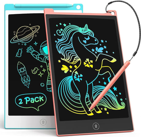 TECJOE 2 Pack LCD Writing Tablet, 8.5 Inch Colorful Doodle Board Drawing Tablet for Kids, Christmas Stocking Stuffers Birthday Gifts Travel Games Toys for Age 3 4 5 6 Boys Girls Toddles TECJOE