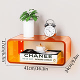 Dewrhiixe Acrylic Floating Nightstand, Bedside Table, Nightstand Shelf Wall Mounted Bedside Shelf (Orange, Small) Dewrhiixe