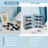 Sintuff 2 Pieces Acrylic Sunglass Organizer Clear Sunglass Holder with 4 Drawers Glasses Organizer for Women Clear Eyeglass Holder Eyewear Display Case Multiple Pair for Glasses Jewelry Watch Storage Sintuff