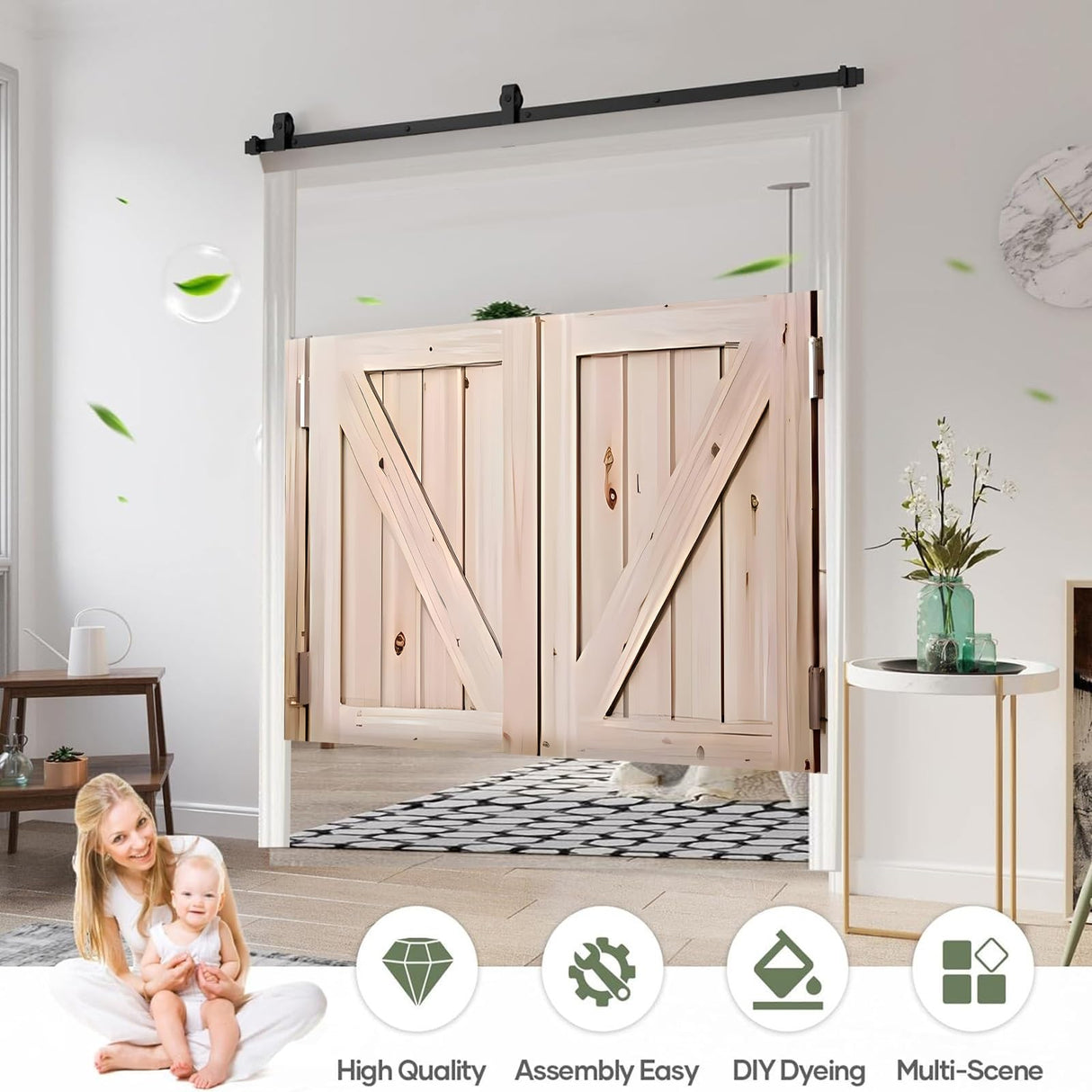 Swinging Doors Saloon Doors Wood Saloon Swing Doors, Kitchen Bathroom Hallway Barn Western Cafe Door,Bar Porch Entrance Counter Swinging Door(Natural,Height 28"_Width 36") CIKE