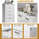 Odeekea White Dresser with 6 Drawers, Vertical Tall Dresser for Bedroom, Wood Dresser for Hallway, Living Room, Chest of Drawers for Nursery, Entryway, 47” Tall Modern Farmhouse Style Dresser ZLWJGY