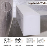 AMERLIFE 70in Floating Fireplace TV Stand with 36" Electric Fireplace and LED Lights, Wall Mounted Entertainment Center with Storage, Modern Media Console for TVs Up to 80", White AMERLIFE