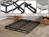 AROMUSTIME 5 Inch Box Spring Queen Low Profile Black Heavy Duty Metal Mattress Foundation/Easy Assembly/Non-Slip/Noise Free/Easy Clean Fabric Cover AROMUSTIME